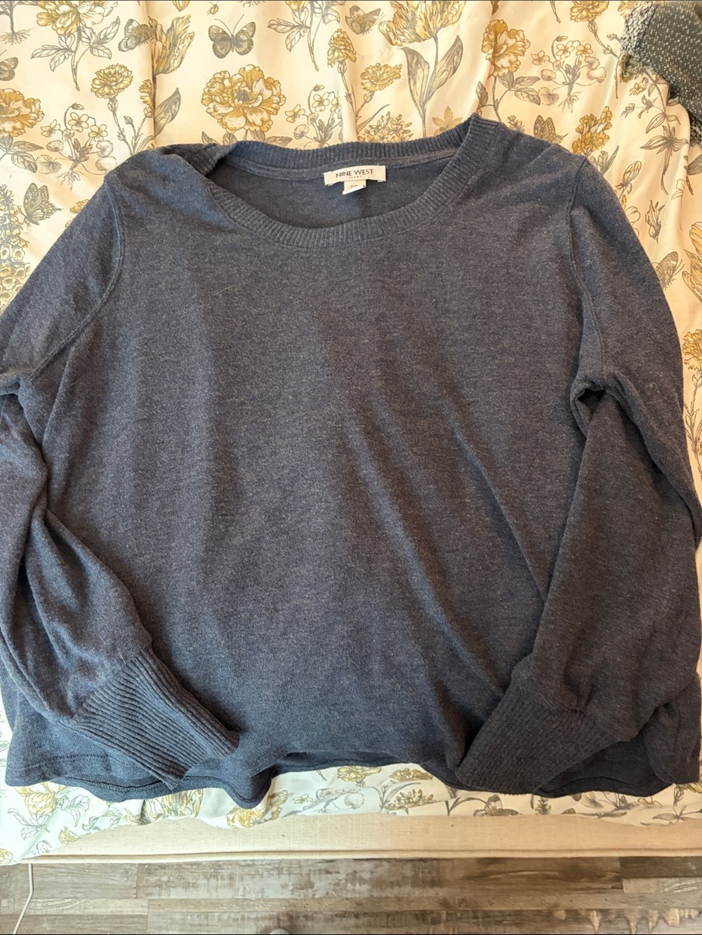 Nine West Slate Blue Crewneck Sweater